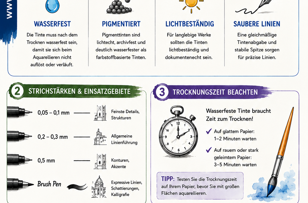 Welche Fineliner eignen sich für Line and Wash?