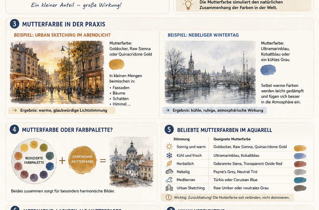 Die Mutterfarbe: Der Schlüssel zu harmonischen Farben in Skizzen und Aquarellen