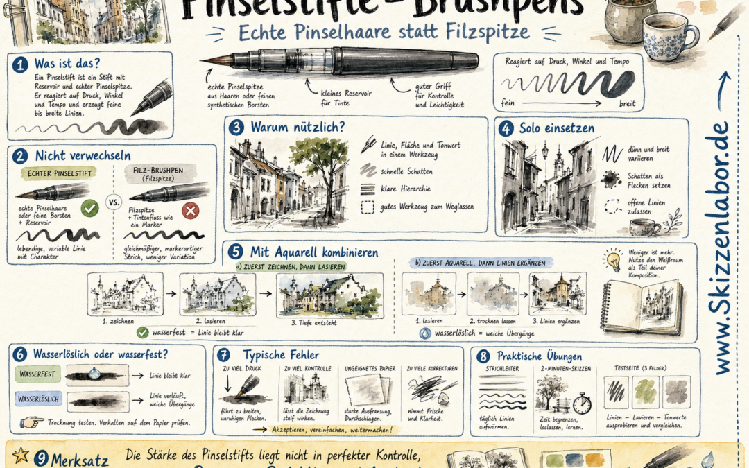 Pinselstifte mit echten Pinselhaaren: Brushpens für Skizzenbuch und Aquarell